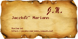 Jaczkó Mariann névjegykártya