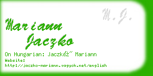 mariann jaczko business card